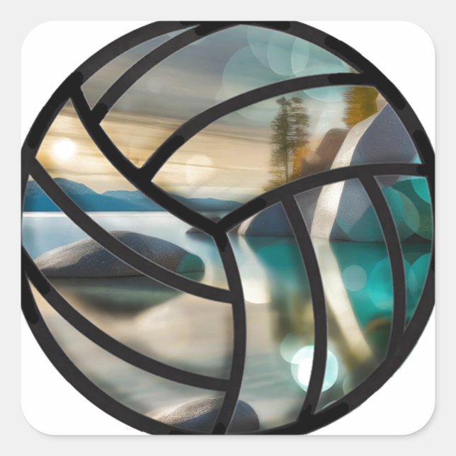 Adesivo Quadrado Lago tahoe vaso de vôlei (Frente)