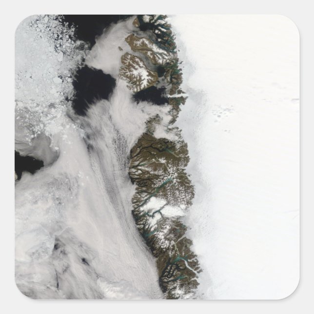 Adesivo Quadrado Lagoas de Meltwater ao longo da costa oeste da Gro (Frente)