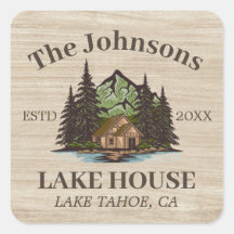 Lake House Wood Themed Family Name Personalizado