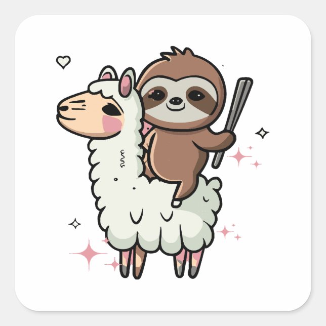 Adesivo Quadrado Lama e Llama, Bebê bonito (Frente)