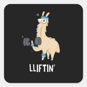 Adesivo Quadrado Lama no ginásio - levante pesos