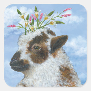 Adesivo Quadrado Lamb com autocolantes de flores silvestres