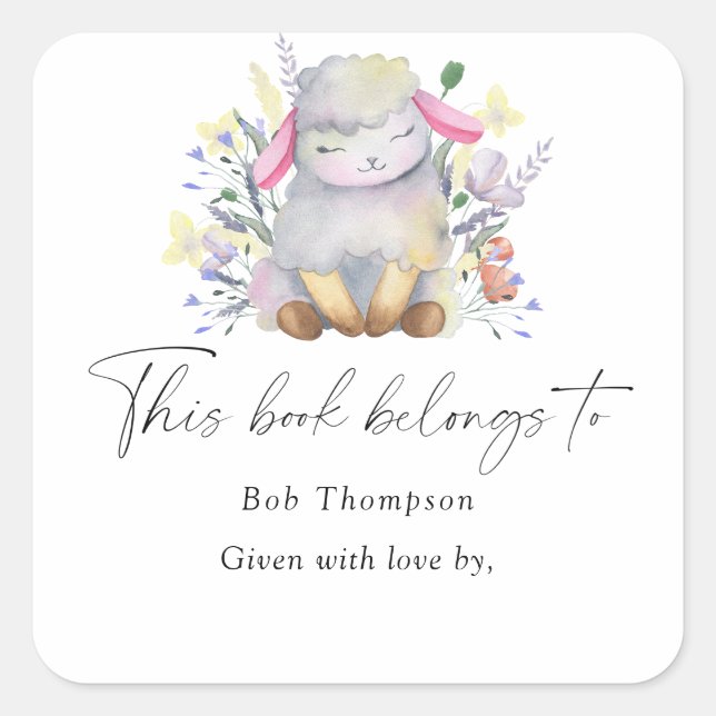 Adesivo Quadrado Lamb - este livro pertence a (Frente)