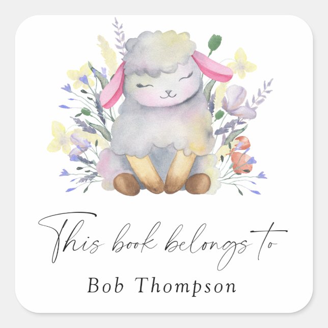Adesivo Quadrado Lamb - este livro pertence a (Frente)