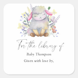 Adesivo Quadrado Lamb - Livro de registro de presente de baby showe