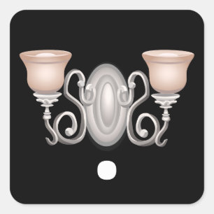 Adesivo Quadrado Lâmpada de parede real do móvel brilhante