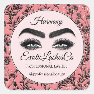 Adesivo Quadrado Lâmpada de Rosa Floral Eyelash Cleaner