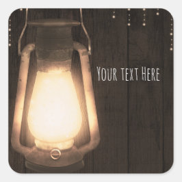 Adesivo Quadrado Lâmpada Rústica & Luzes Castanhas de Madeira Celeb
