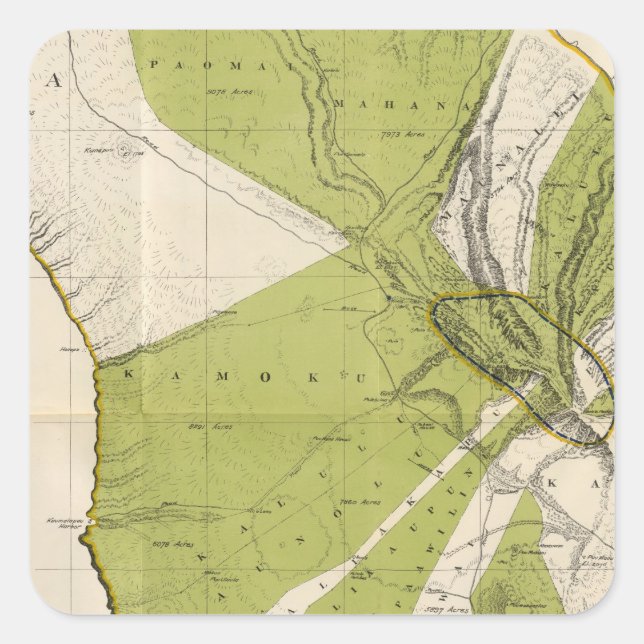 Adesivo Quadrado Lanai, Havaí (Frente)