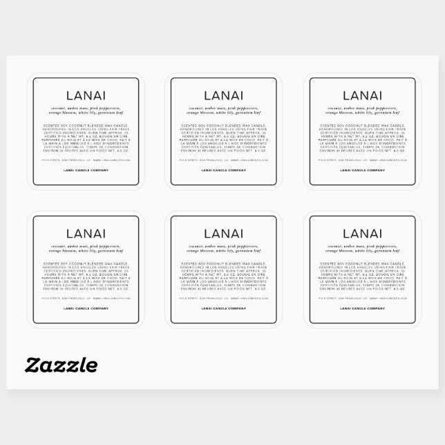 Adesivo Quadrado Lanai Matte Sticker Labels 3"x3" (Folha)