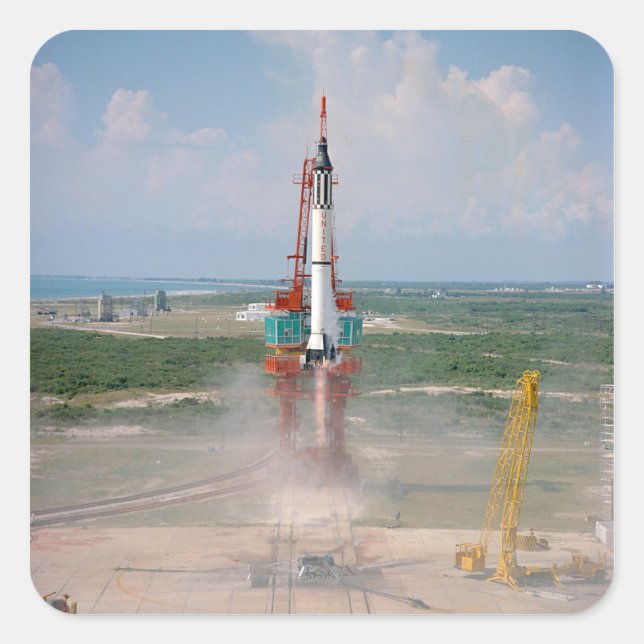 Adesivo Quadrado Lançamento da fotografia Freedom 7 (Frente)