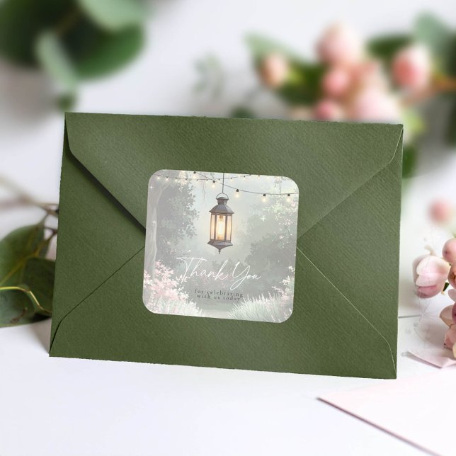 Adesivo Quadrado Lanterna Jardim Encantada Obrigado ID1163 Rosa (Criador carregado)