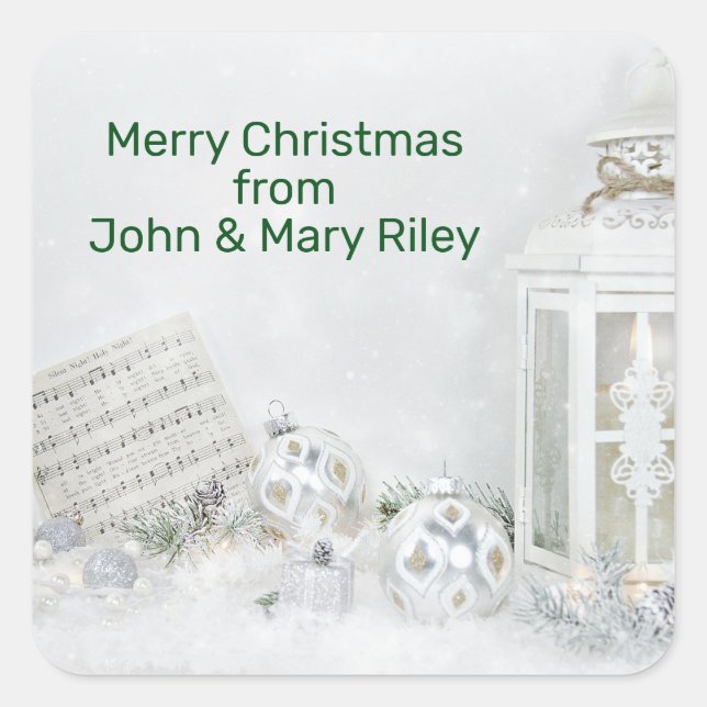 Adesivo Quadrado Lanterna Noite Silenciosa de Natal (Frente)