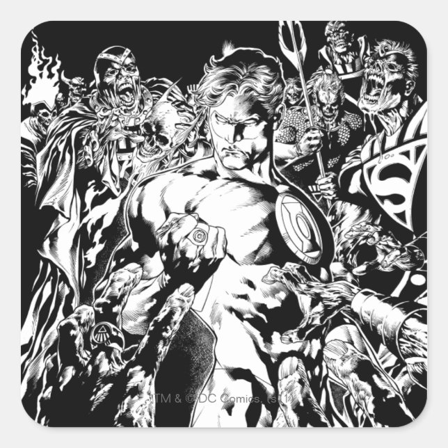 Adesivo Quadrado Lanterna Verde Cercada (Frente)