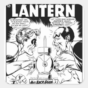 Adesivo Quadrado Lanterna verde contra Sinestro, preto e branco