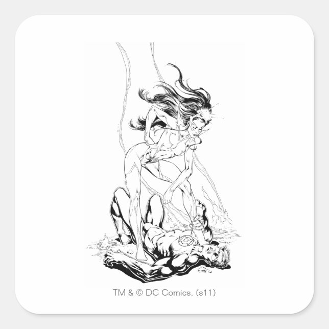 Adesivo Quadrado Lanterna Verde e Espírito Estrela (Frente)