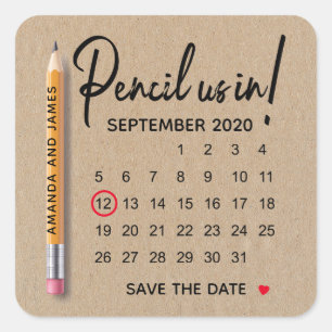 Adesivo Quadrado Lápis Na Nossa Agenda De Papelão Salve A Data