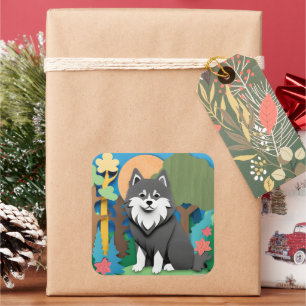 Adesivo Quadrado Lapphund finlandês
