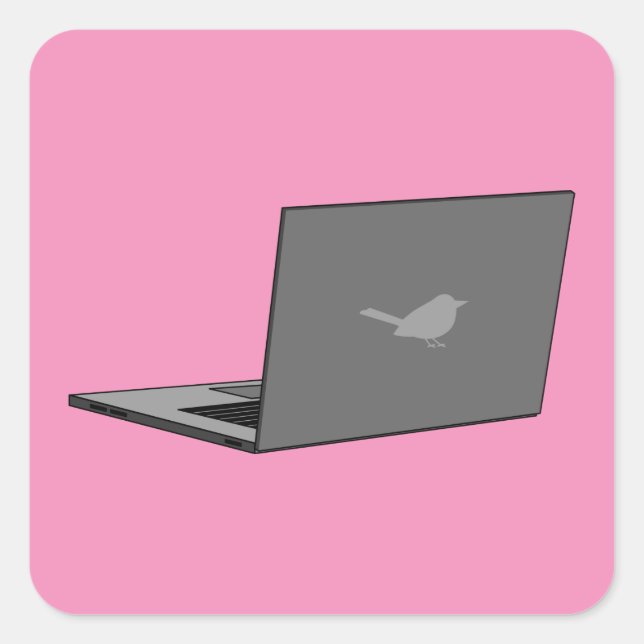 Adesivo Quadrado Laptop com a cinza do logotipo Bird (Frente)