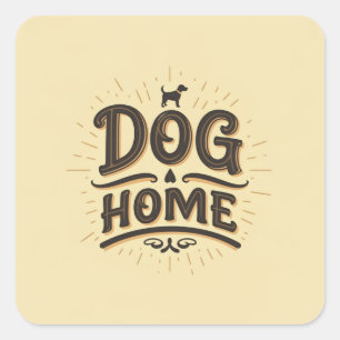 Adesivo Quadrado Lar Cachorro com Vinheta Ícone Cachorro