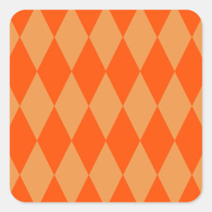 Adesivo Quadrado Laranja Claro e Escuro Harlequin Diamantes Xadrez