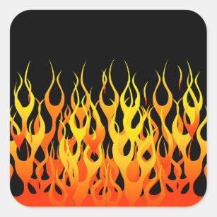 Adesivo Quadrado Laranja clássica que compete chamas no fogo