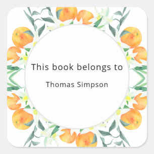 Adesivo Quadrado Laranjas dos citrinos - chá de fraldas