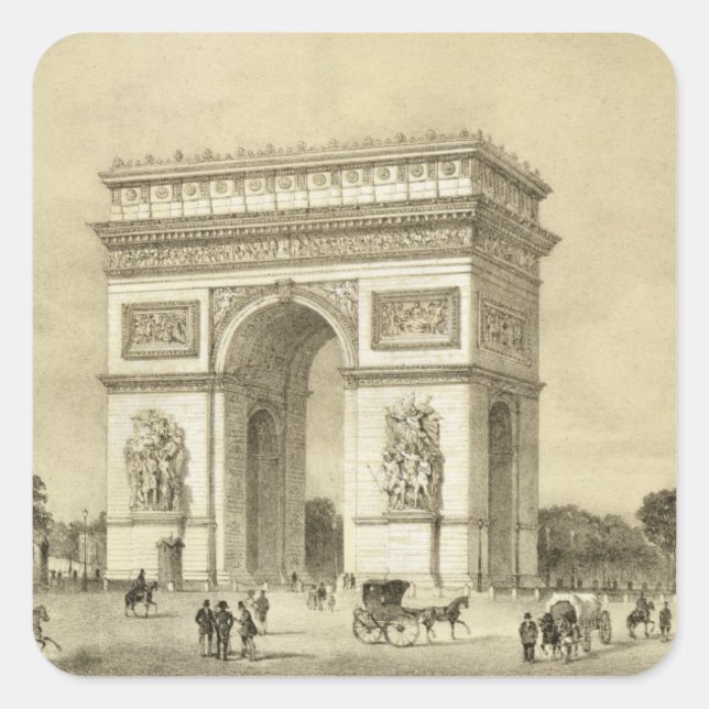 Adesivo Quadrado L'Arc de Triomphe, Paris, gravada por Auguste Bry (Frente)