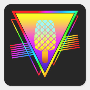 Adesivo Quadrado Largura de gelo retrô no verão elegante