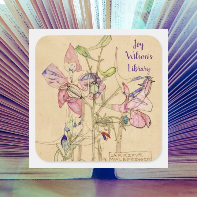 Adesivo Quadrado Larkspur Walberswick por Charles Mackintosh (Criador carregado)