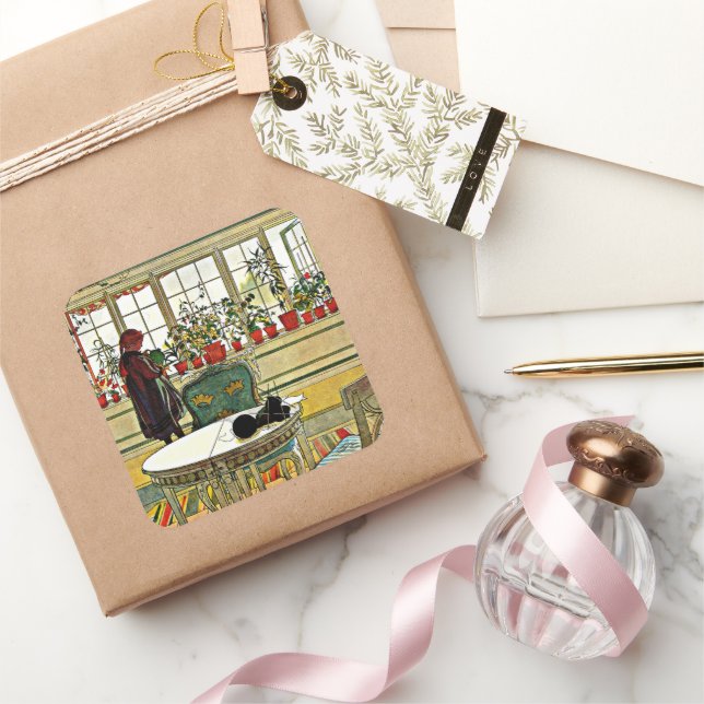 Adesivo Quadrado Larsson, Flores no Quintal (Presentear)