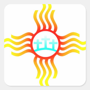 Adesivo Quadrado Las Cruces Novo México Zia com Três Cruzes