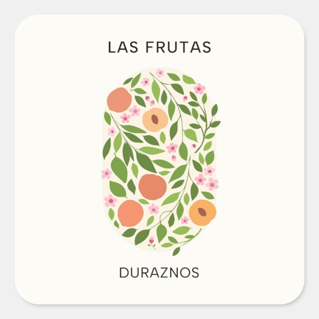 Adesivo Quadrado Las Frutas: Duraznos - Mercado de Pêssegos (Frente)