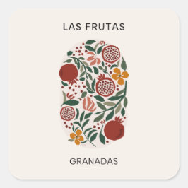 Adesivo Quadrado Las Frutas: Granadas - Mercado Pomegranato