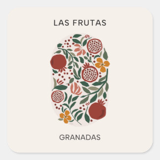 Adesivo Quadrado Las Frutas: Granadas - Mercado Pomegranato