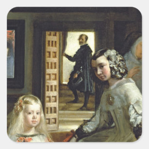 Adesivo Quadrado Las Meninas ou família de Philip IV, c.1656 2