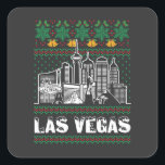 Adesivo Quadrado Las Vegas Nevada Ugly Christmas<br><div class="desc">Design de Natal Ugly de Las Vegas para o amante de Las Vegas. Representada pela paisagem urbana de Las Vegas e design de Natal com texto "Las Vegas". A cidade mais populosa do estado de Nevada, e a sede do Condado de Clark. Perfeito para você e para seus amantes que...</div>
