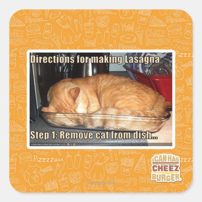 Adesivo Quadrado lasanha fazer (Frente)