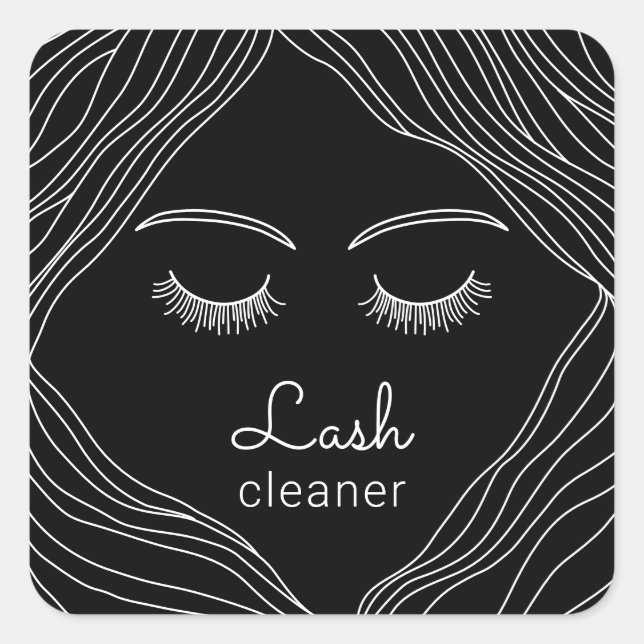 Adesivo Quadrado Lash Cleaner Bonito Mão Desenhando Bela Salão (Frente)