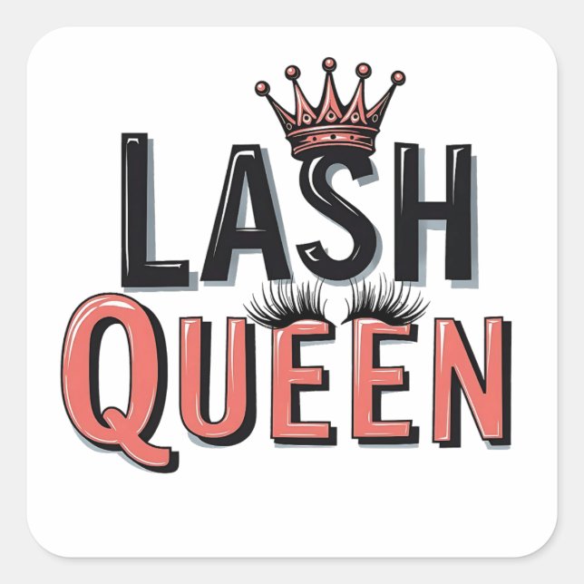 Adesivo Quadrado Lash Queen Engraçado Olhos Aparência (Frente)