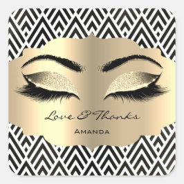 Adesivo Quadrado Lashes Dourados brancos pretosNome Limpador Amor e