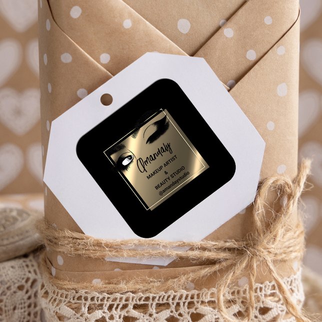 Adesivo Quadrado Lashes Limpo Makeup Beauty Compro Obrigado PretoBr (Criador carregado)