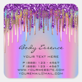 Adesivo Quadrado Lashes Ramal Compre Hológrafo Rosa Púrpura