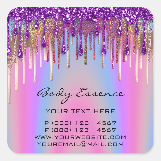 Adesivo Quadrado Lashes Ramal Compre Hológrafo Rosa Púrpura (Frente)