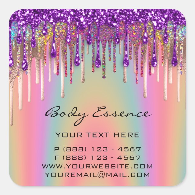 Adesivo Quadrado Lashes Ramal Compre Hológrafo Rosa Roxo (Frente)