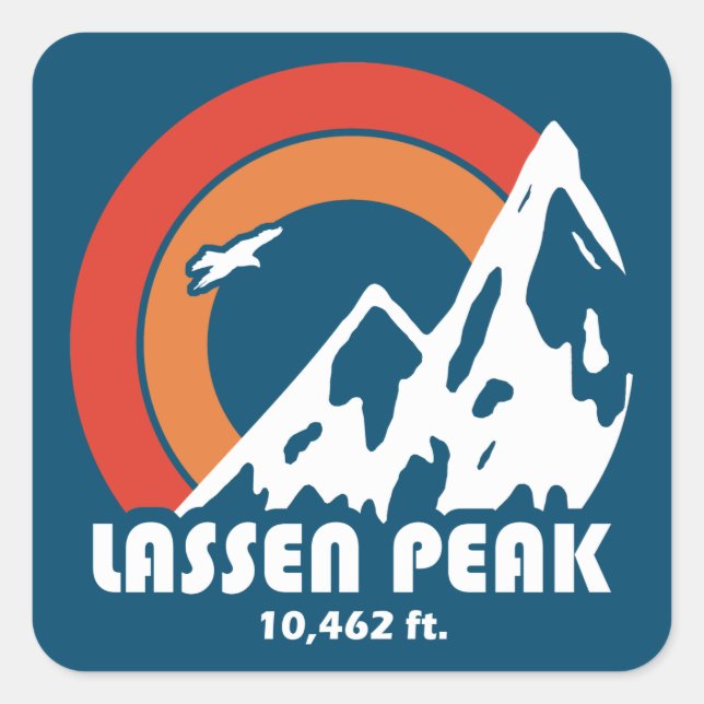 Adesivo Quadrado Lassen Peak California Sun Eagle (Frente)
