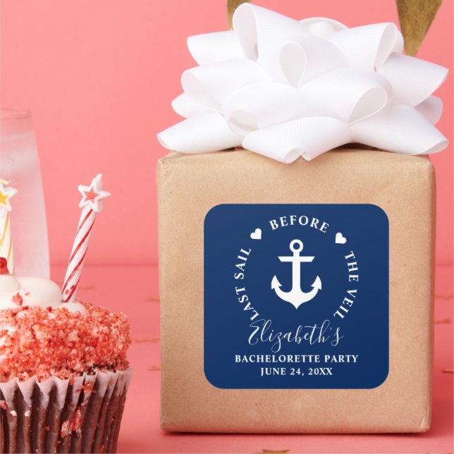 Adesivo Quadrado Last Sail Before The Veil Bachelorette Party (Festa)