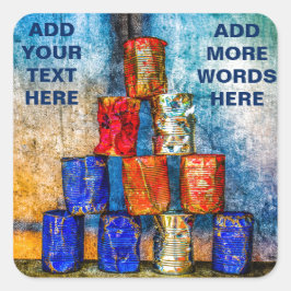 Adesivo Quadrado Latas De Tin - Após O Almoço