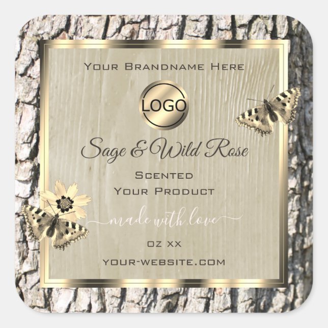 Adesivo Quadrado Latido bege, Dourado quadro Quadro Rótulos do prod (Frente)