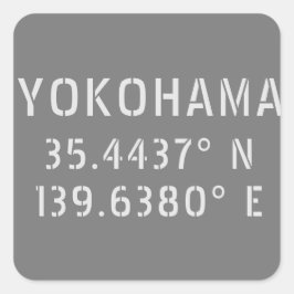 Adesivo Quadrado Latitude Yokohama e Longitude